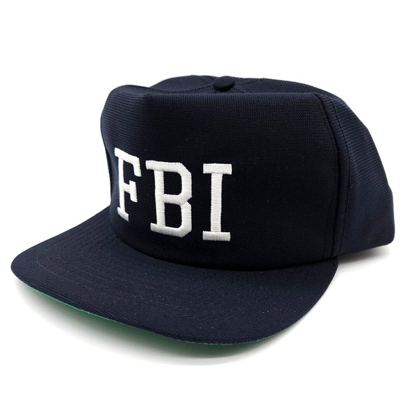 Vintage New Era Pro‎ Design FBI Snapback Trucker Hat Navy Blue Ball Cap USA Made - Picture 1 of 9